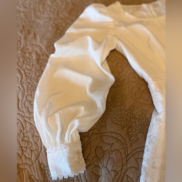 VTG 70s Handmade White Lace “Gunne” Style Prairie Cottage Maxi Wedding Dress, S - Picture 4 of 16